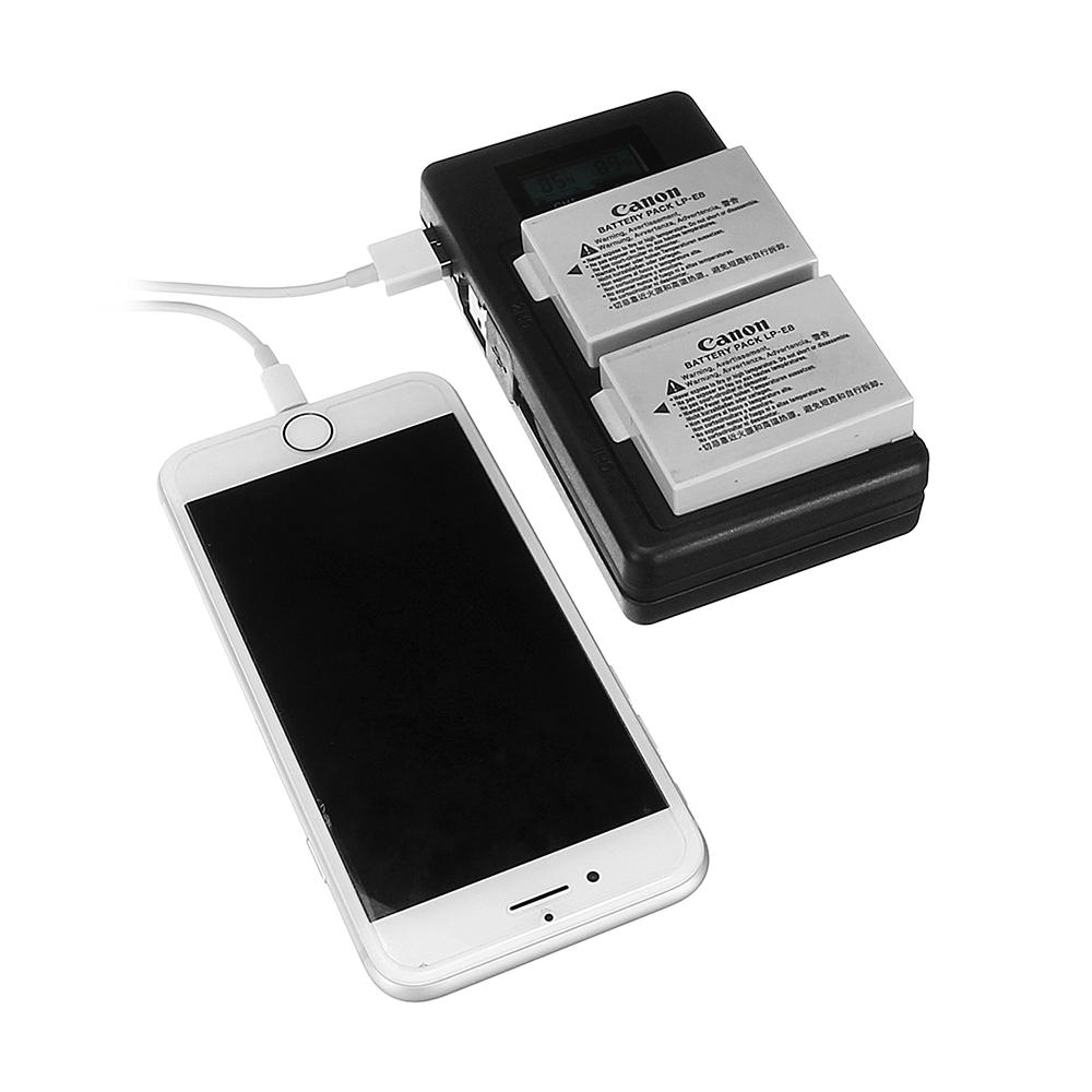 Palo LP-E8-C USB Oplaadbare batterijlader Mobiele telefoon Power Bank voor Canon LP-E8 DSLR Camera B