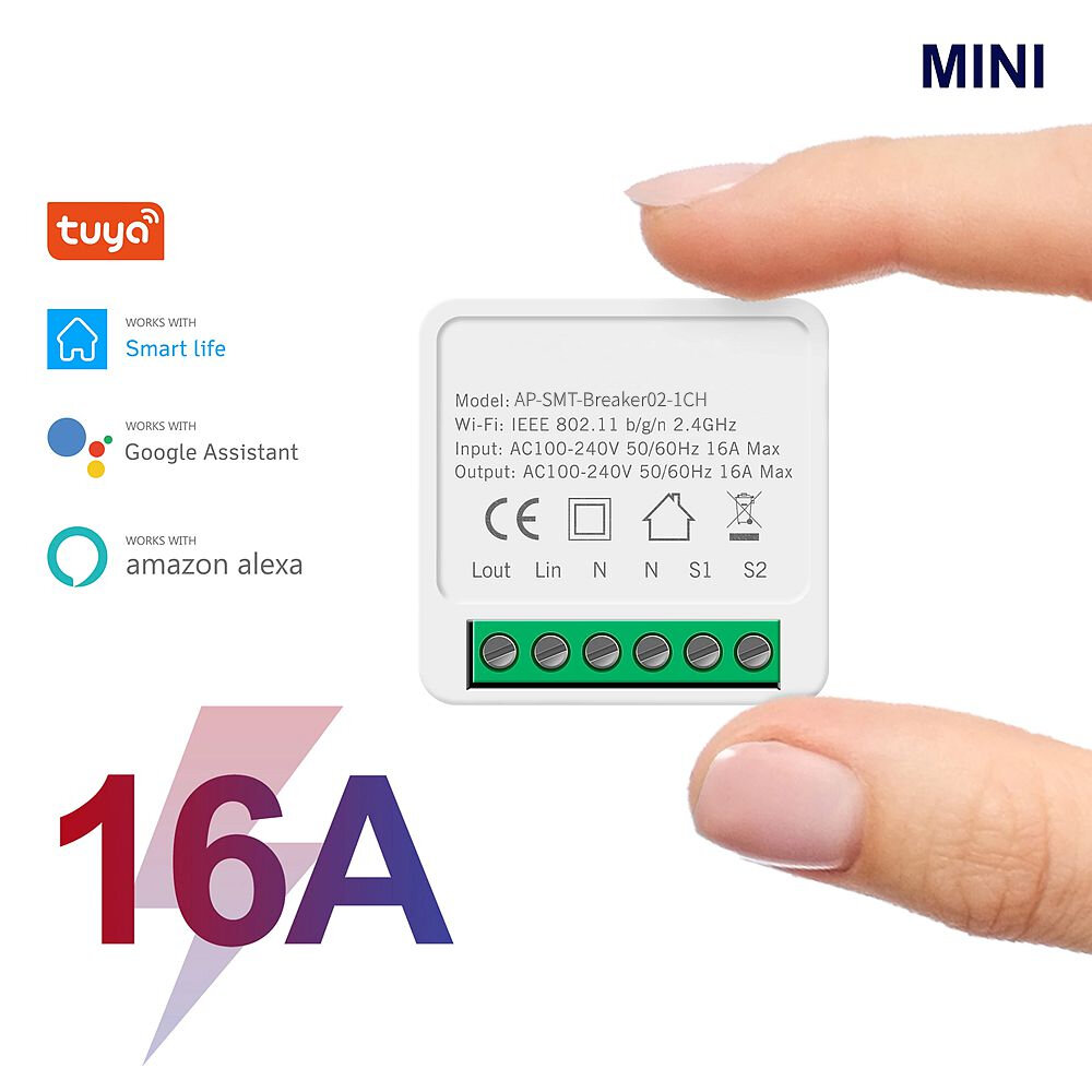 16A Mini Smart Wifi DIY Switch Support 2 Way Control Smart Home Automation Module Work with Alexa Google Home Smart Life