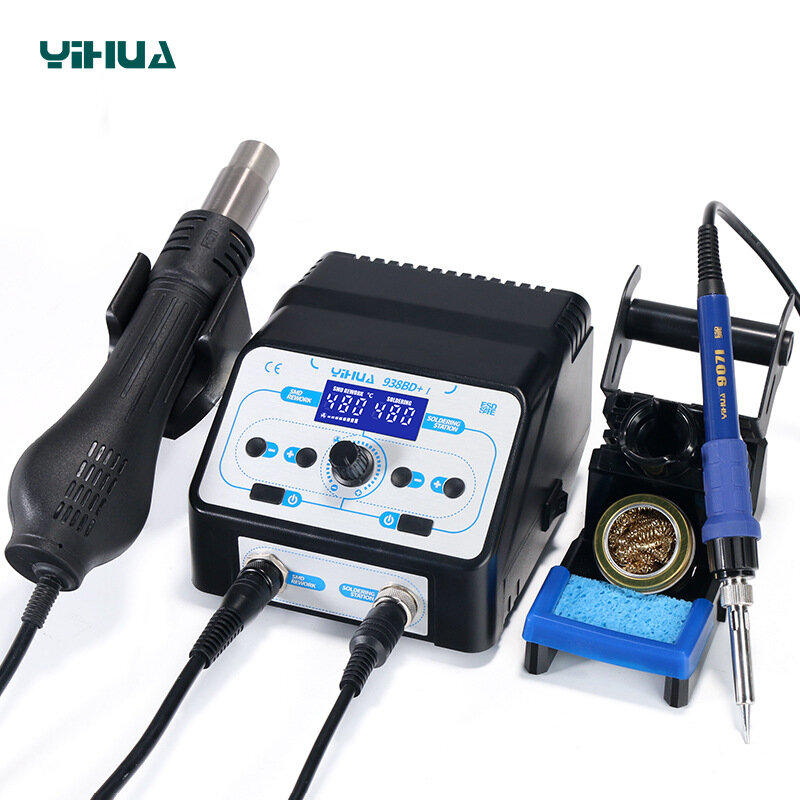 YIHUA 938BD+I 750W Soldering Iron Station Declined Display SMD Rework Station LCD Welding Station Ho