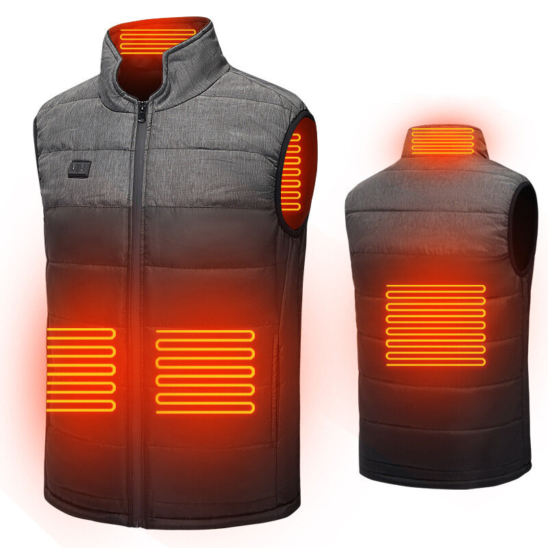 Ho una giacca riscaldata TENGOO con doppio interruttore, ricarica USB e 3 modalità di riscaldamento per collo, schiena, vita e addome - abbigliamento invernale riscaldante.