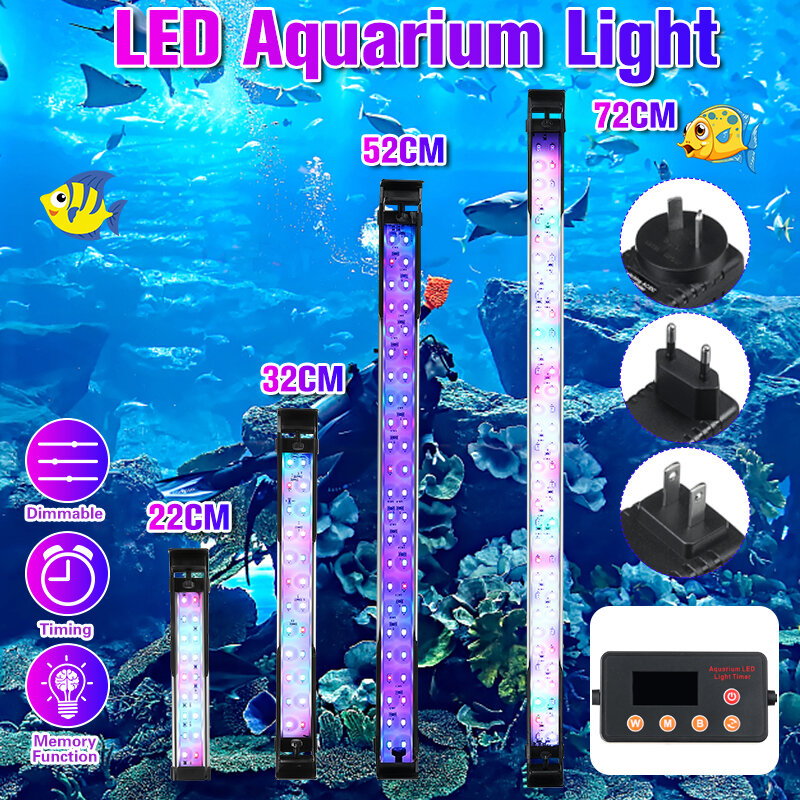 52CM Super Slim RGB LED Aquarium Lighting Aquatic Plant Light Fish Tank Lamp Waterproof Clip on Lamp