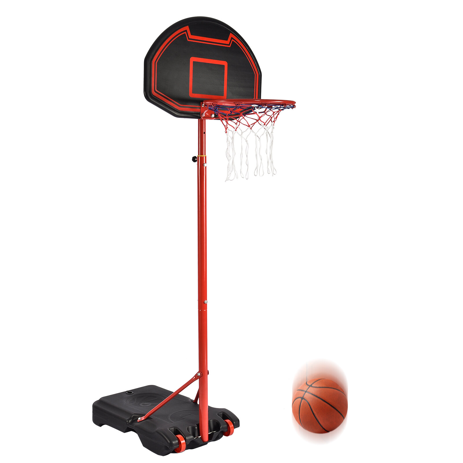 

[EU Direct] 1.6-2.1m Adjustable Basketball Hoops Portable Backboard Stand Basketball System Kids Adult Game Garden Patio
