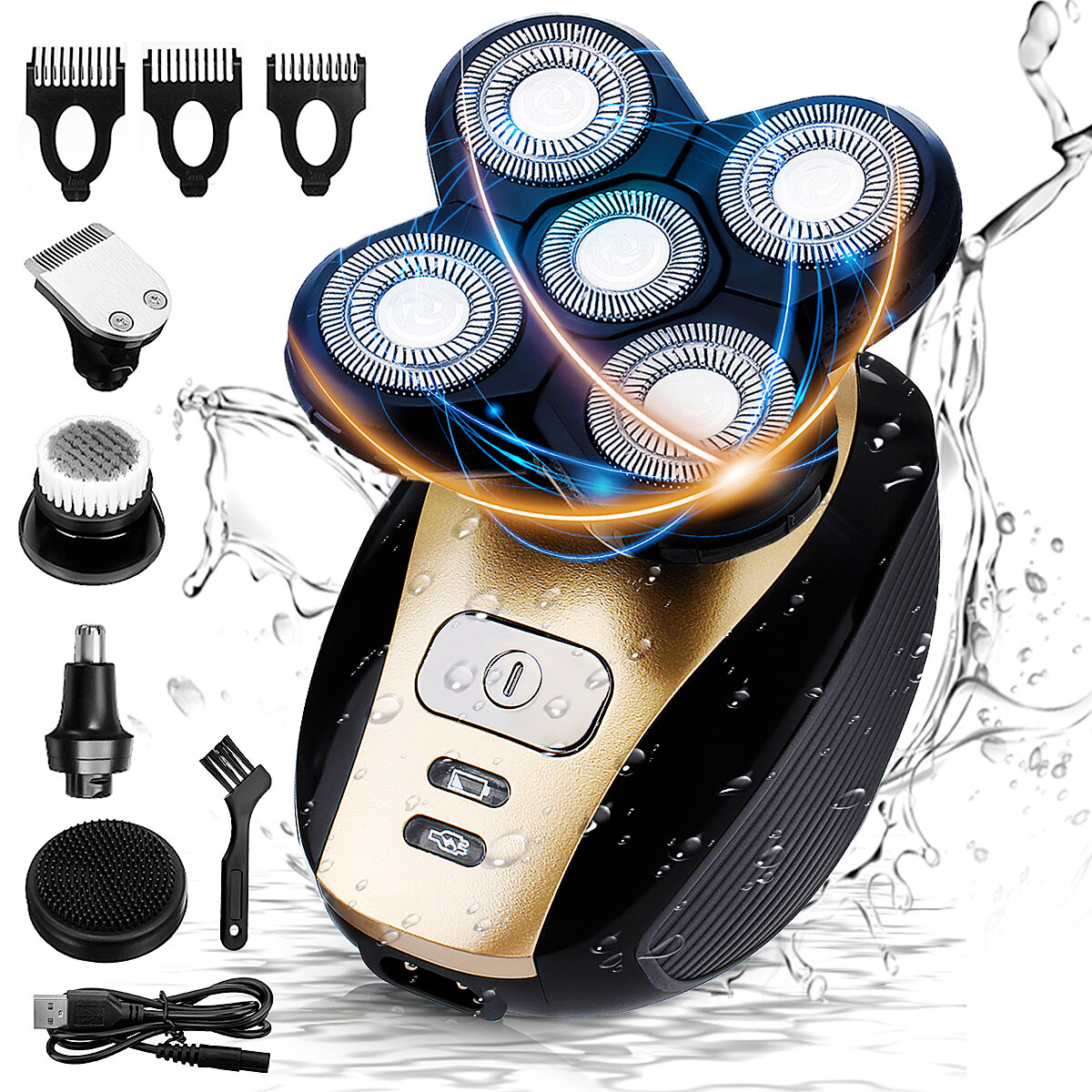 

5 in 1 Electric Razor for Men Bald Head Shaver USB Rechargeable Beard Hair Grooming Kit