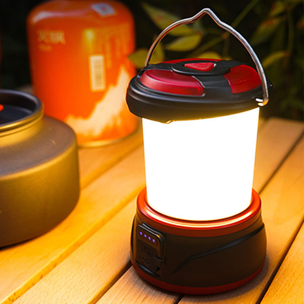 مصباح معسكر محمول بتقنية LED للتخييم في الهواء الطلق أضواء معلقة للخيمة مضيئة ليلاً مقاومة للماء مصباح ليد قابل للشحن عبر USB فلاشلايت