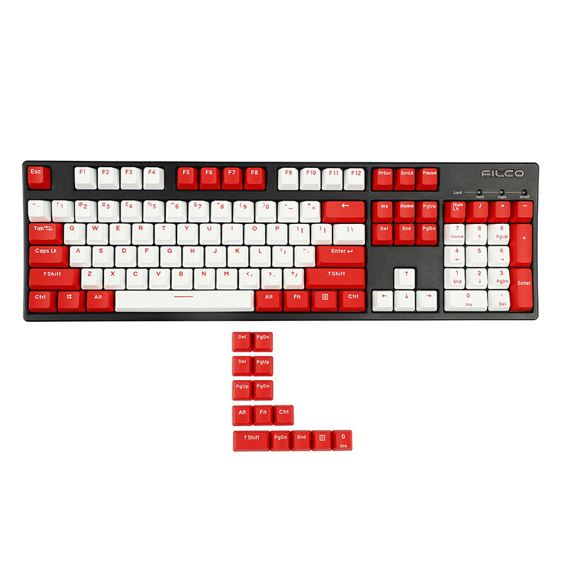 118 Keys Red White&DOLCH PBT Keycap Set OEM Profile Two Color Molding Keycaps for 108/104/980/96/84/87/84/61 Mechanical