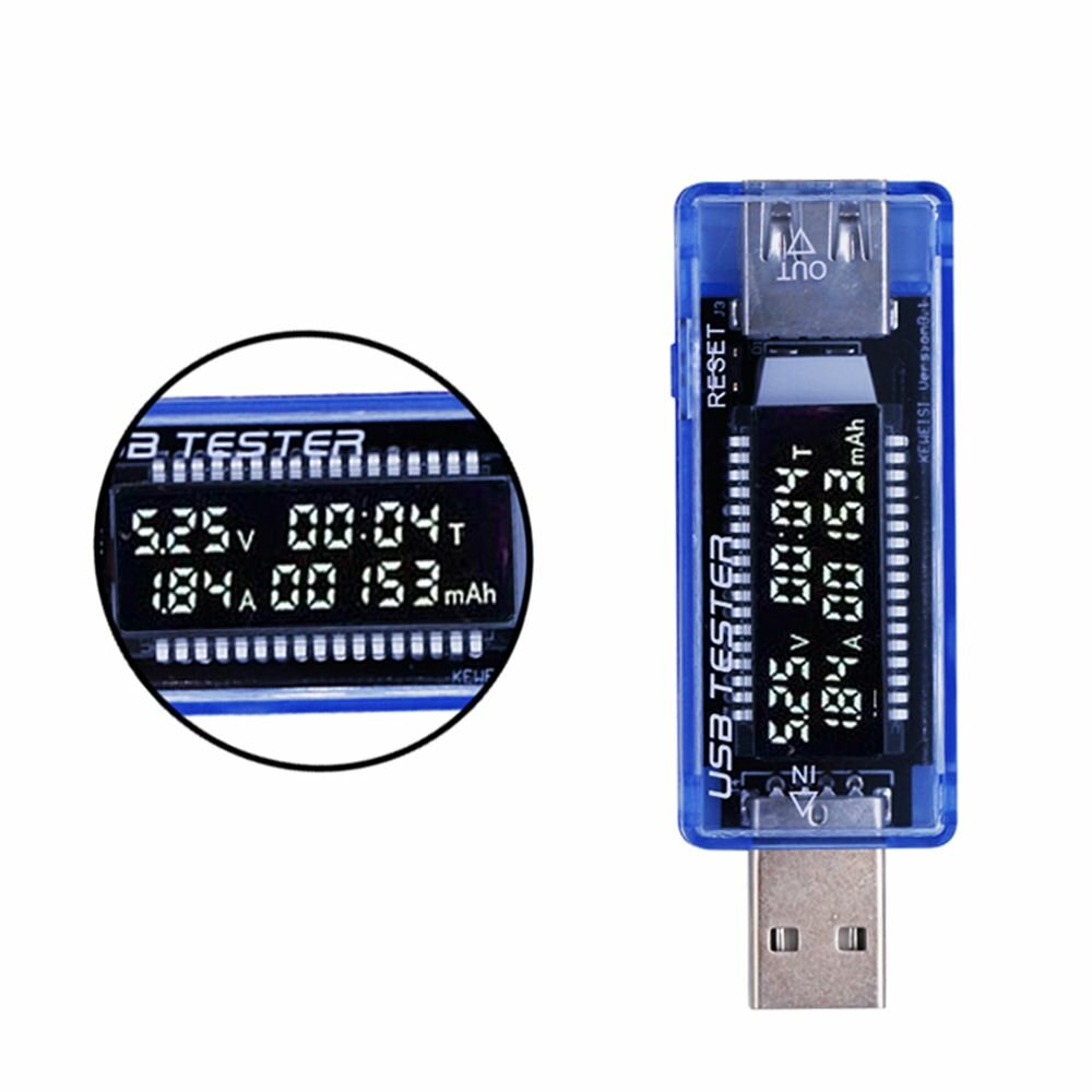 

3 in 1 QC2.0 3.0 4-20V Electrical Power USB Capacity Voltage Tester Current Meter Monitor Voltmeter Ammeter-Blue