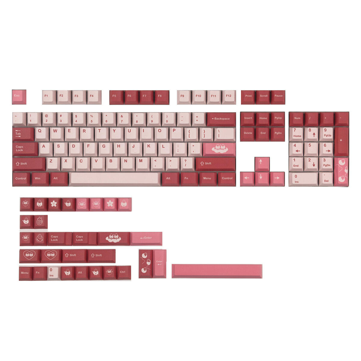 135 toetsen DAIFUKU Keycap Set Cherry Profile PBT Sublimation Pink Keycaps voor doe-het-zelf mechani