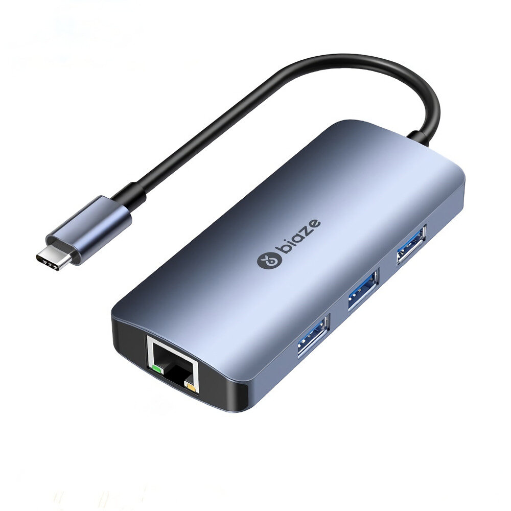 

BIAZE KZ12 4 in 1 Type-C to 3 USB 3.0 100M Ethernet Port USB HUB Docking Station for Laptop Tablet