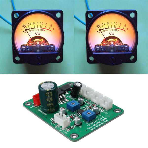 2 stuks VU-meter Warme achtergrondverlichting Opname Audioniveau Amp met stuurprogrammamodule
