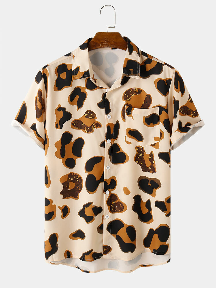 Mens Casual Leopard Print Shirts