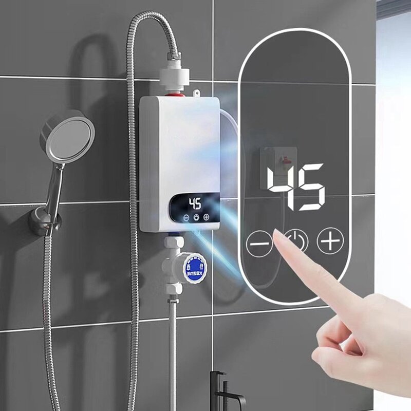 Στα 35.03 € από αποθήκη Κίνας | MROSAA 4500W Tankless Instant Electric Water Heater HD Touch Screen Shower System for Bathroom and Kitchen