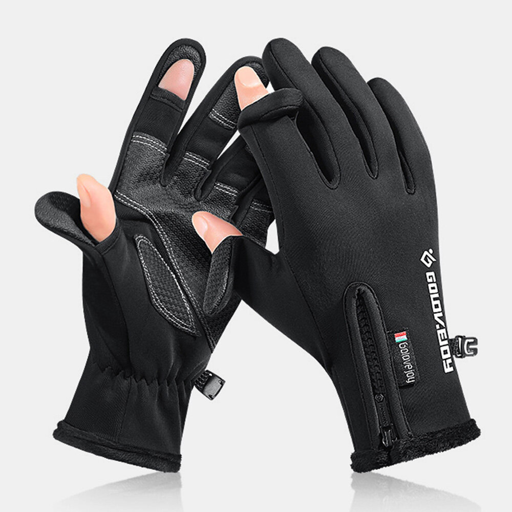 Unisex 2-Fingerless Winter Outdoor Sports Workout Biking Gloves Two Finger Design Free Control Touch