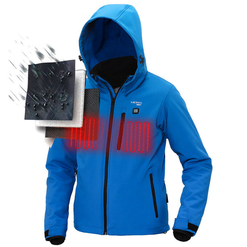 

MIDIAN USB 5-Heating Zones Electronic Heated Waterproof Fever Jacket Intelligent Hooded Work Motorcycle Skiing Riding Co
