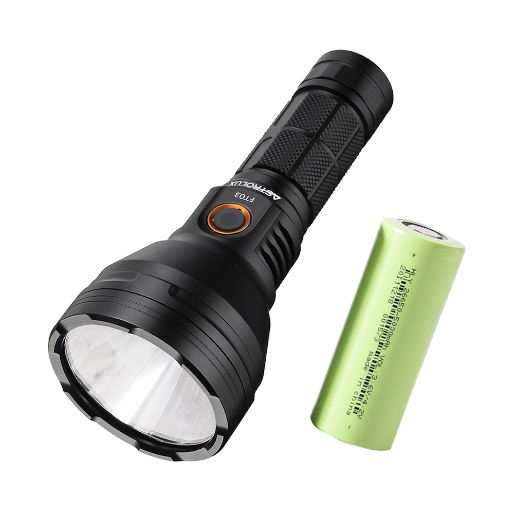 Astrolux FT03 SST40-W 875m USB-C Rechargeable Flashlight + HLY 26650 5000mAh 3C Power Battery