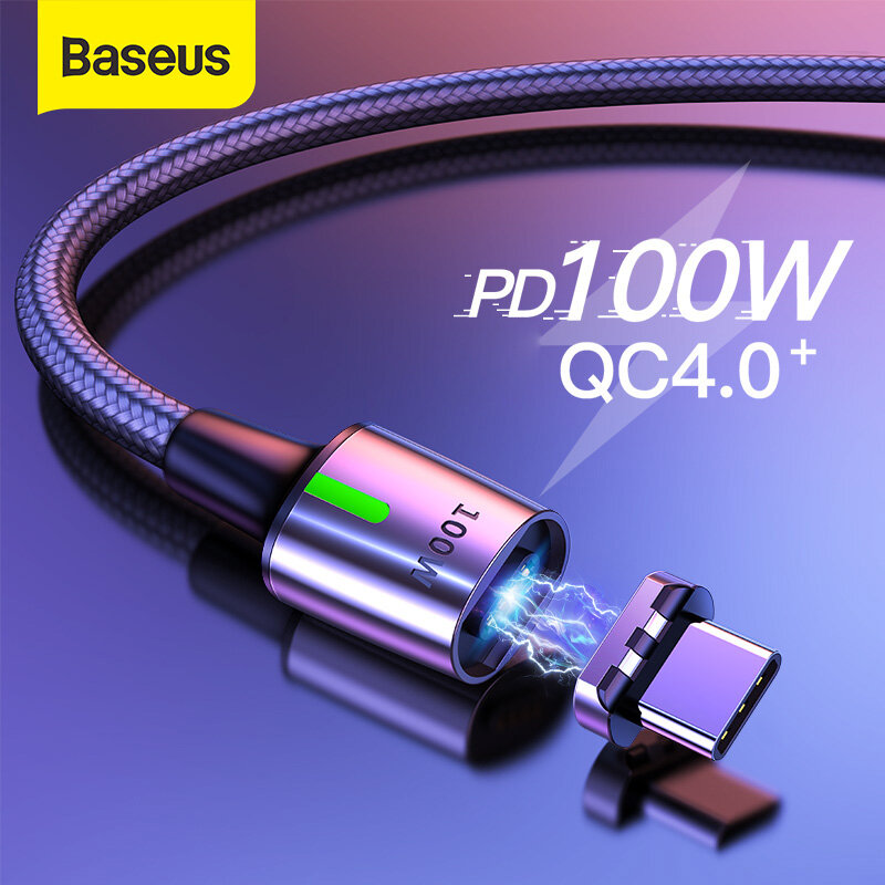 

Baseus 100 Вт 5A Цинк Магнитный кабель USB-C - USB-C PD 3.0 Быстрая зарядка Type-C Зарядный кабель для передачи данных Ш