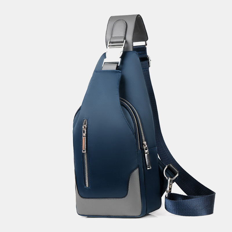 Men Oxford USB Charging Waterproof Casual Outdoor Crossbody Bag Chest Bag Sling Bag