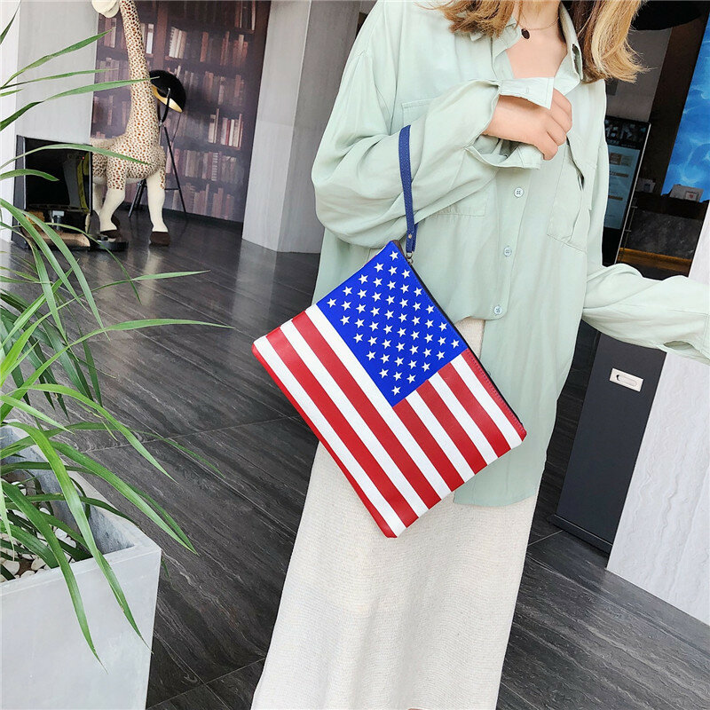 

Fashion American Flag Independence Day Personality Clutches Bag Handbag Envelope Bag