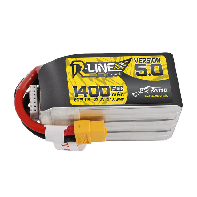 TATTU R-Line Version 5.0 22.2V 1400mAh 150C 6S LiPo Battery XT60 Plug for RC Drone