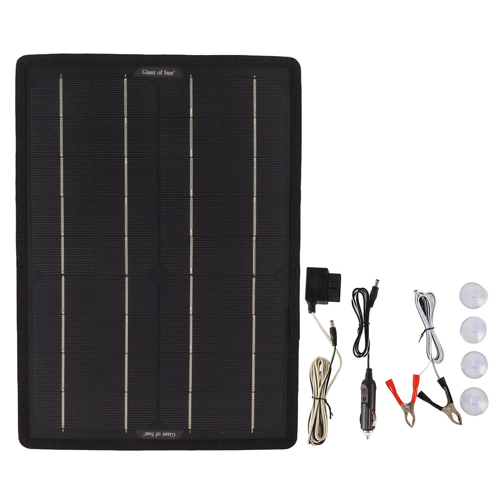 

10W Outdoor Solar Charging Power Charger 12V Single Crystal Solar Panel Anti-electricity-deficit Trickle with OBD Chargi