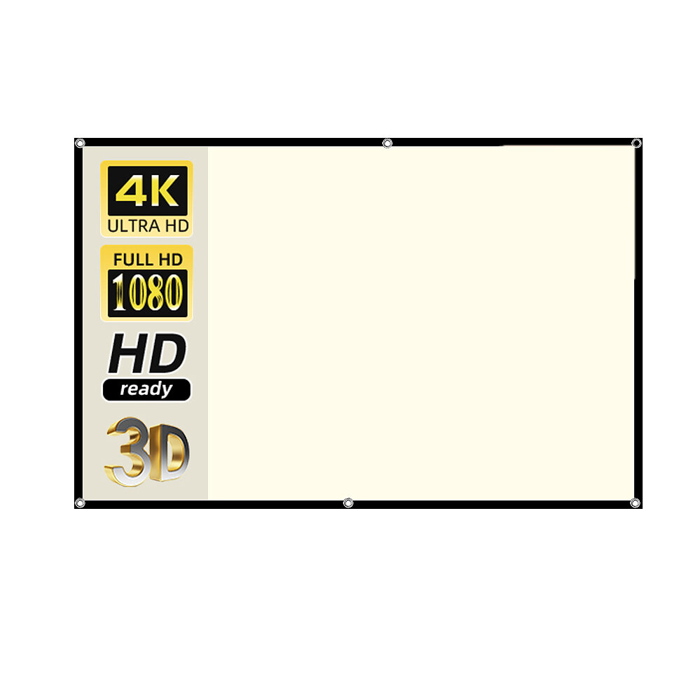

VEIDADZ Настенный Проектор Экран 4K HD Противосветлый белый сетчатый экран 130 дюймов, угол обзора 160°, полный обзор, с