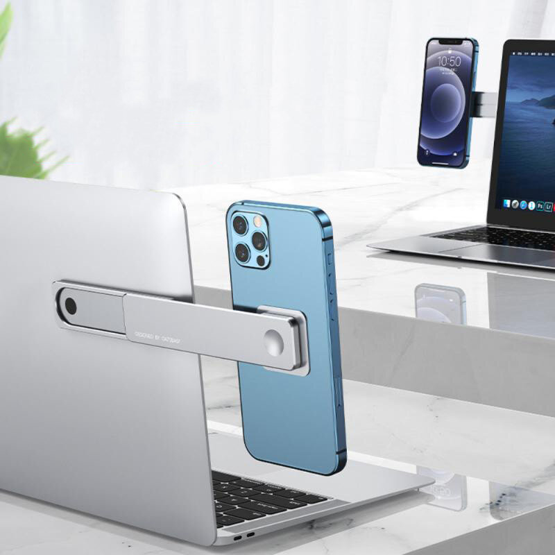 

Oatsbasf 2-IN-1 Dual Monitor Display Magnetic Aluminum Alloy Macbook Stretching Side Holder Mount for iPhone 12 For Sams