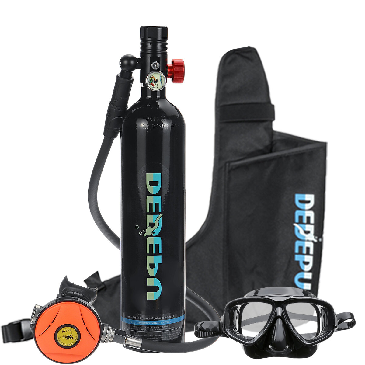 

DEDEPU Scuba Diving Set 1L Diving Tank With Snorkelling Glasses+Storage Bag Underwater Mini Scuba Tank Accessories