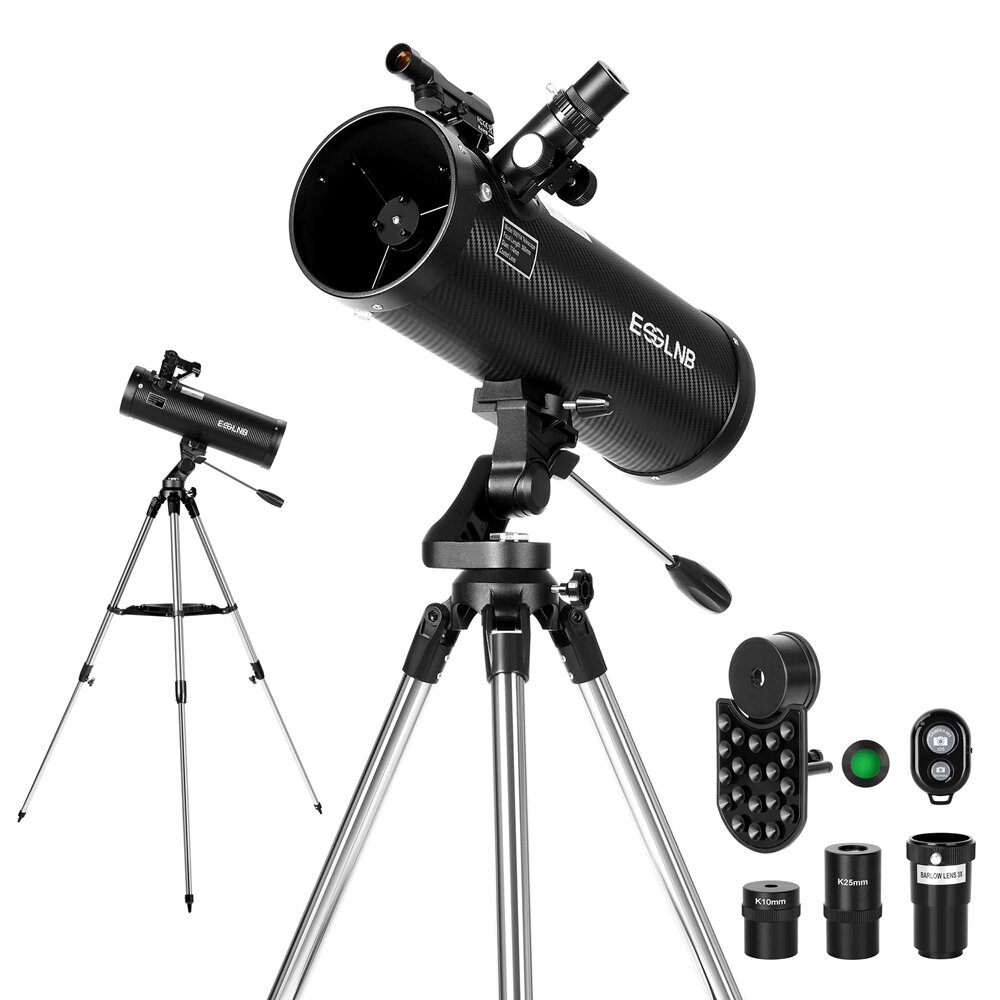 [US Direct] ESSLNB 525X Astronomical Reflector Telescopes Adults Astronomy Beginners Telescope with Shutter Control and Steel Tripod Phone Adapter Moon Filter ES2019