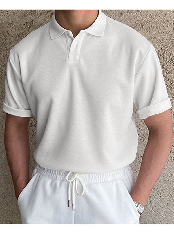 Mens Plain Short Sleeve Collared Casual Golf Tennis T-Shirt