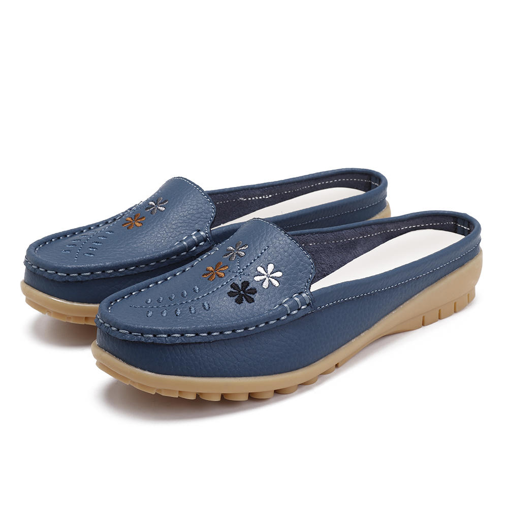 51% OFF on Embroidery Loafers Soft Flats Slip On Casual Shoes