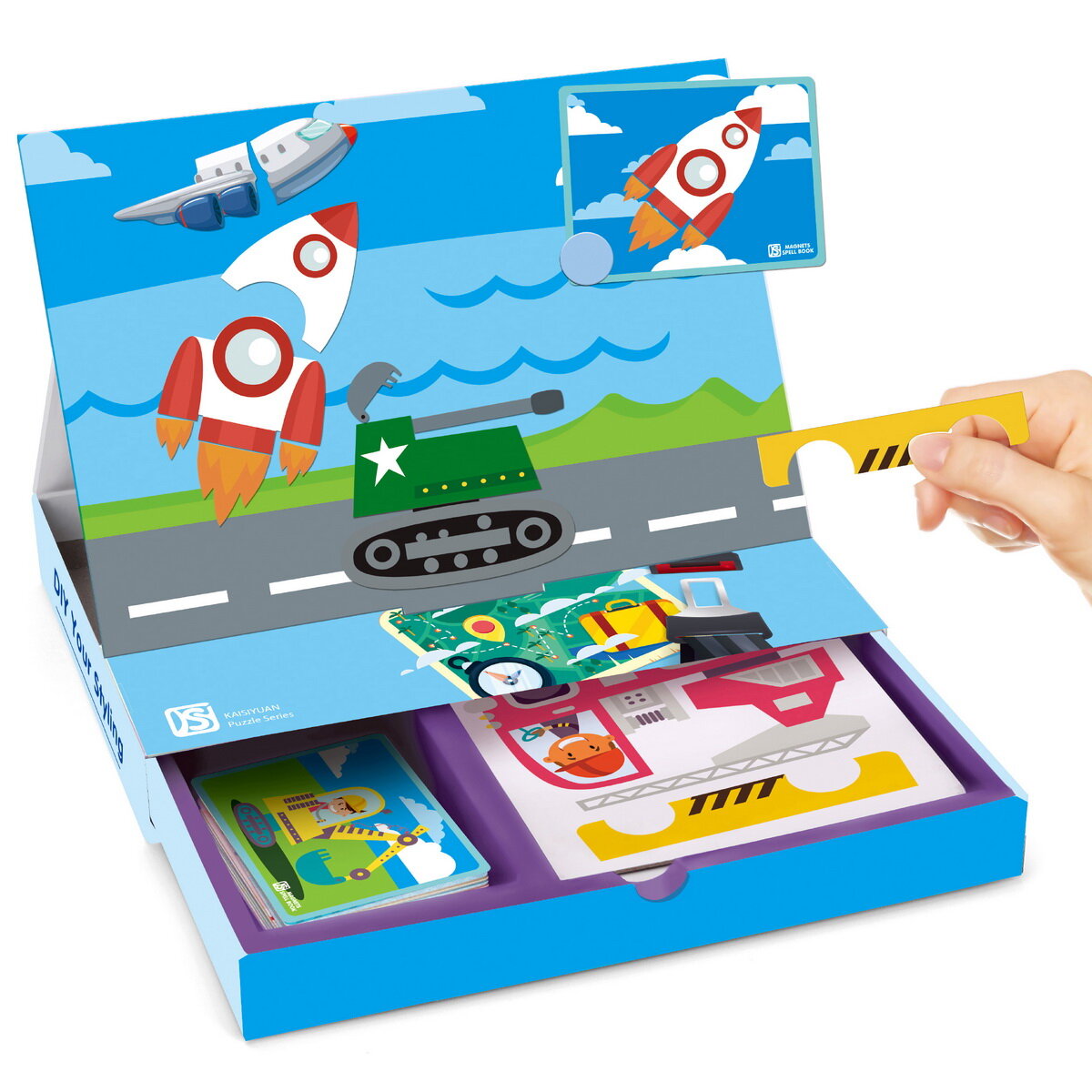 

Несколько Авто Игрушки Магнитные Головоломки Коробка Книга Обучающие Книги Дети Обучения Подарок