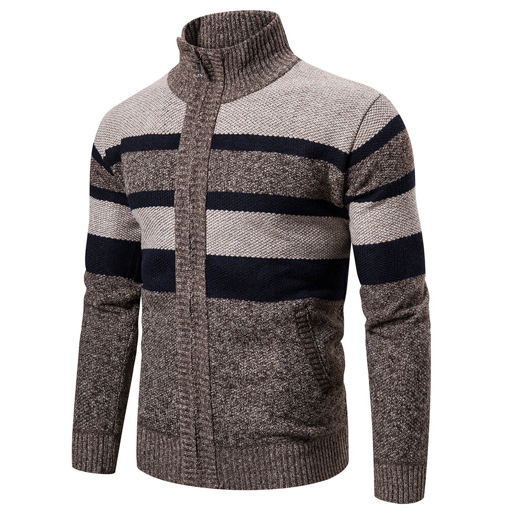 Cardigan invernale a maglia con collo a stelo da uomo, cappotto, maglione, giacca spessa, cardigan, abbigliamento esterno