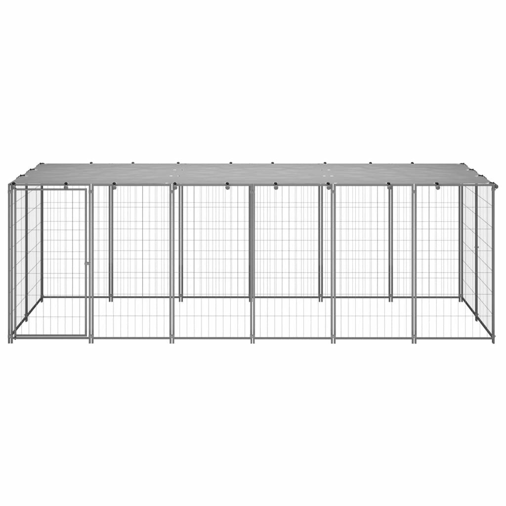 [EU Direct] vidaxl 150786 Outdoor Dog Kennel Silver 330x110x110 cm Steel House Cage Foldable Puppy Cats Sleep Metal Play