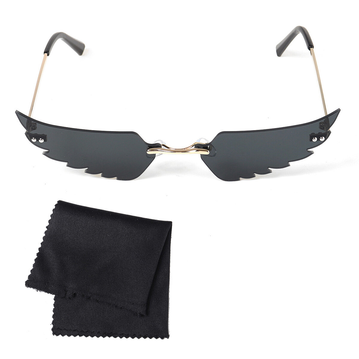 Women Rimless Sunglasses Sun Glasses Eyewear Frameless w/ Storage Case