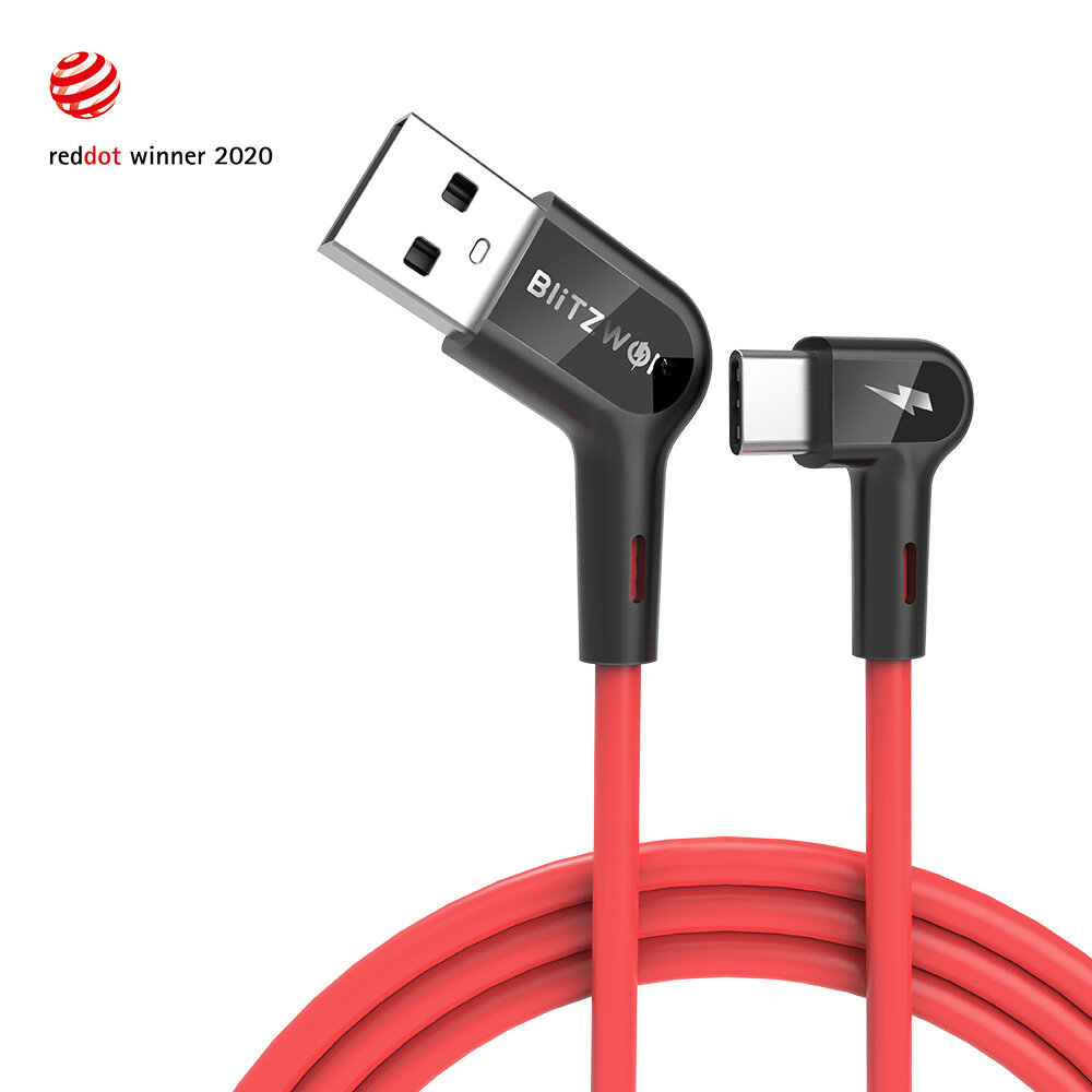 

[5 Pack] Blitzwolf® BW-AC1 3A 90°Right Angle USB A to Type-C Data Cable 6ft Reddot Award 2020 for Gaming Phone Huawei P3