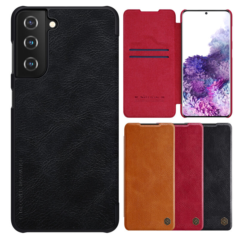 

Nillkin for Samsung Galaxy S21 Case Bumper Flip Shockproof with Card Slot PU Leather Full Cover Protective Case