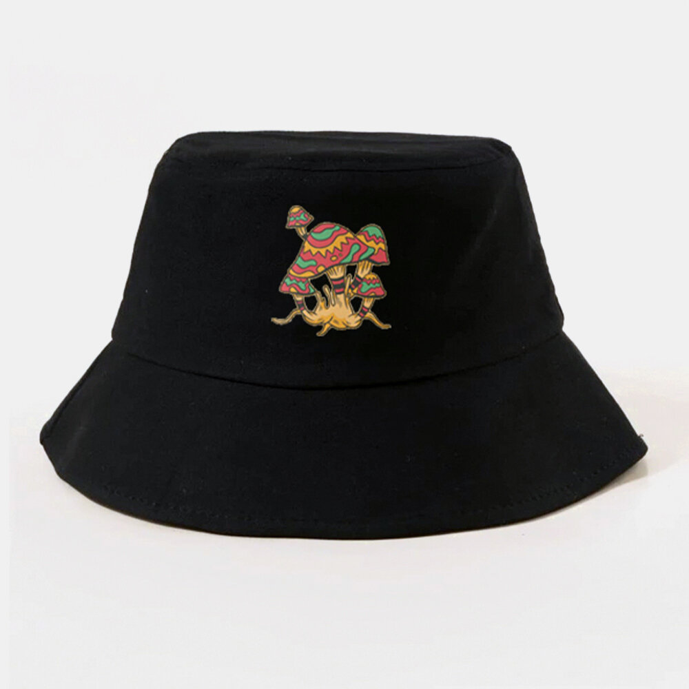 

Men & Women Colorful Cartoons Mushroom Printing Sunshade Casual Couple Bucket Hat