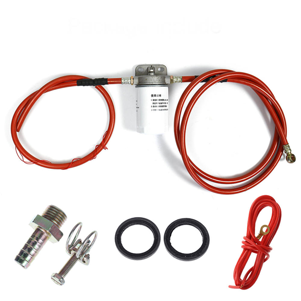 12V Fuel Filter with 2pcs Petrol Pipe Hose Fuel Lines Replacement Fuel Tank