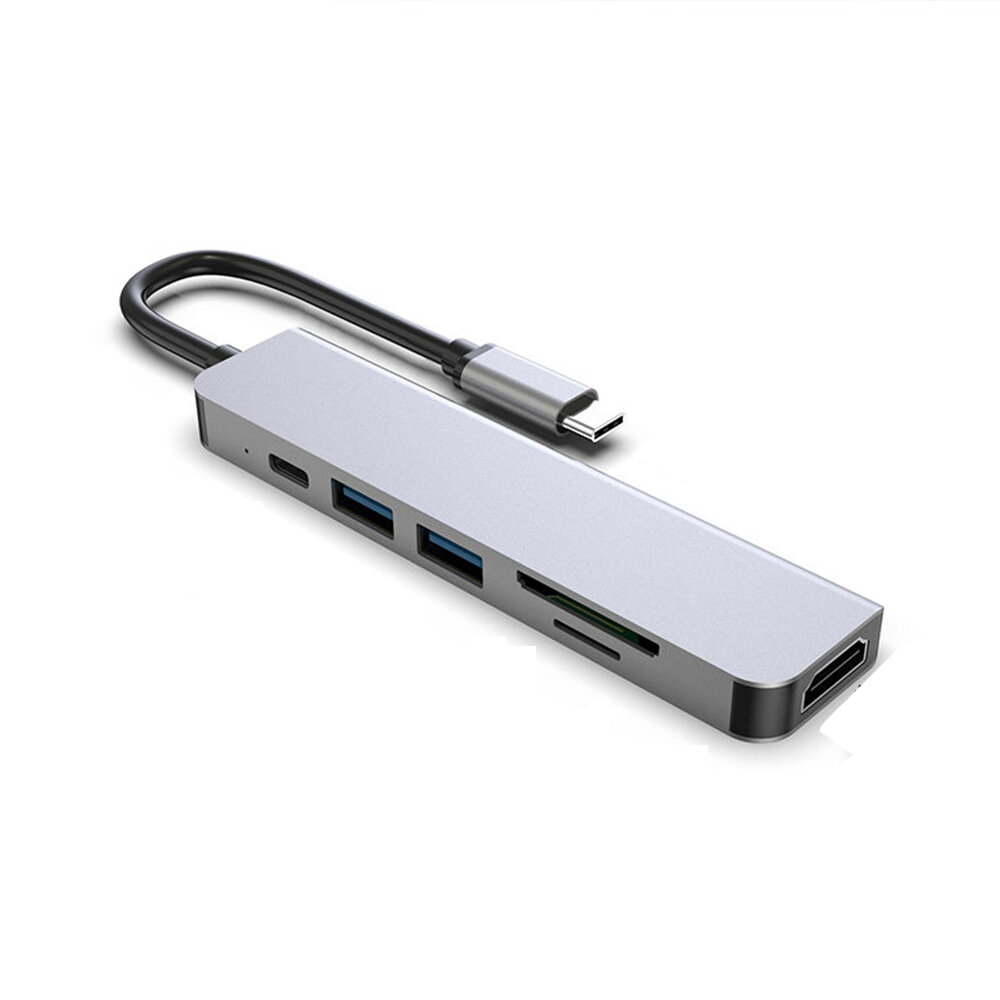 

BYL-TC6A USB-C Hub 2*USB3.0 Port HDMI-compatible 4K@30Hz 1080P 60Hz PD Fast Charging Adapter TF SD Reader Type-C Docking