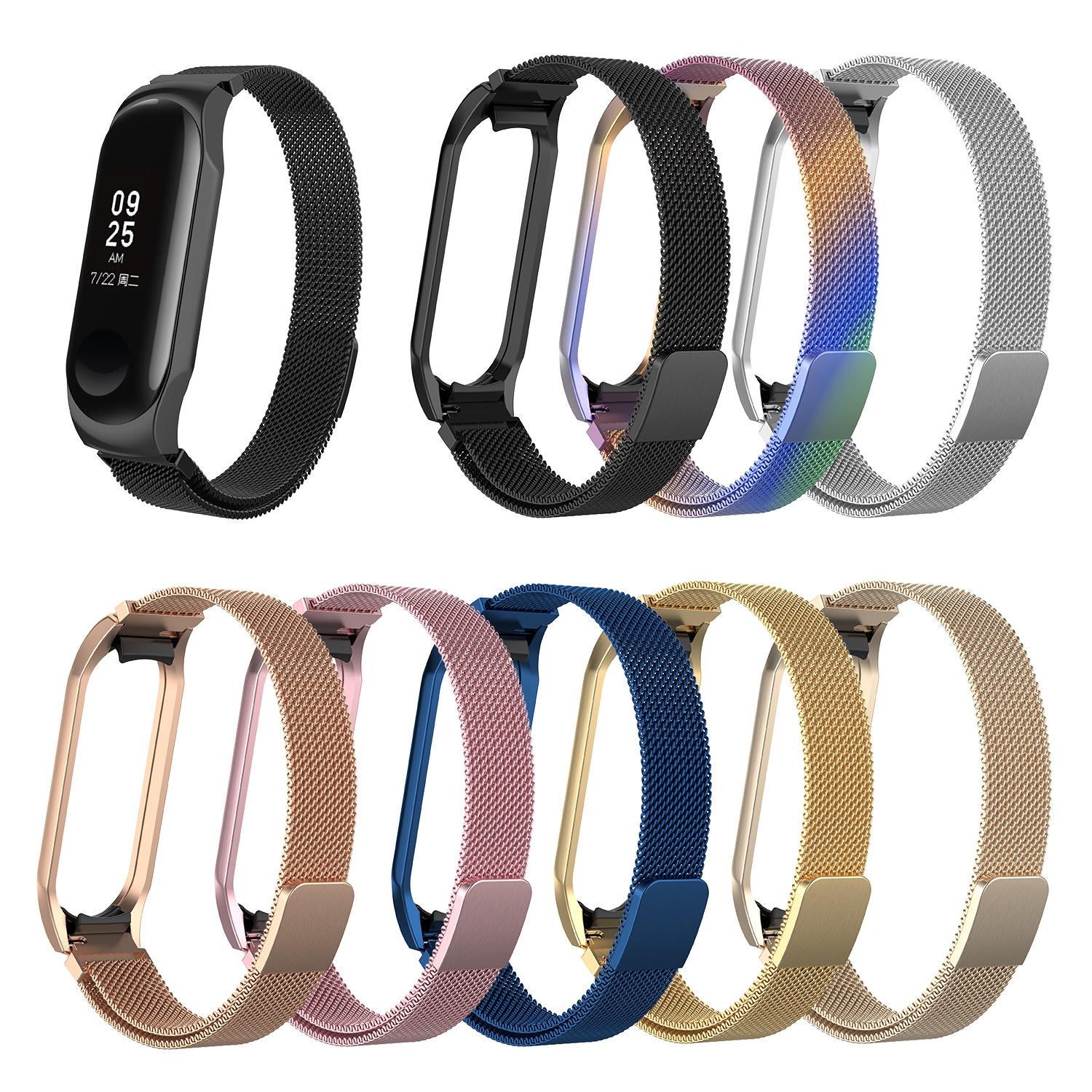 Bakeey volledig stalen Milan Colorful horlogeband voor Xiaomi Mi Band 3 smartwatch niet-origineel