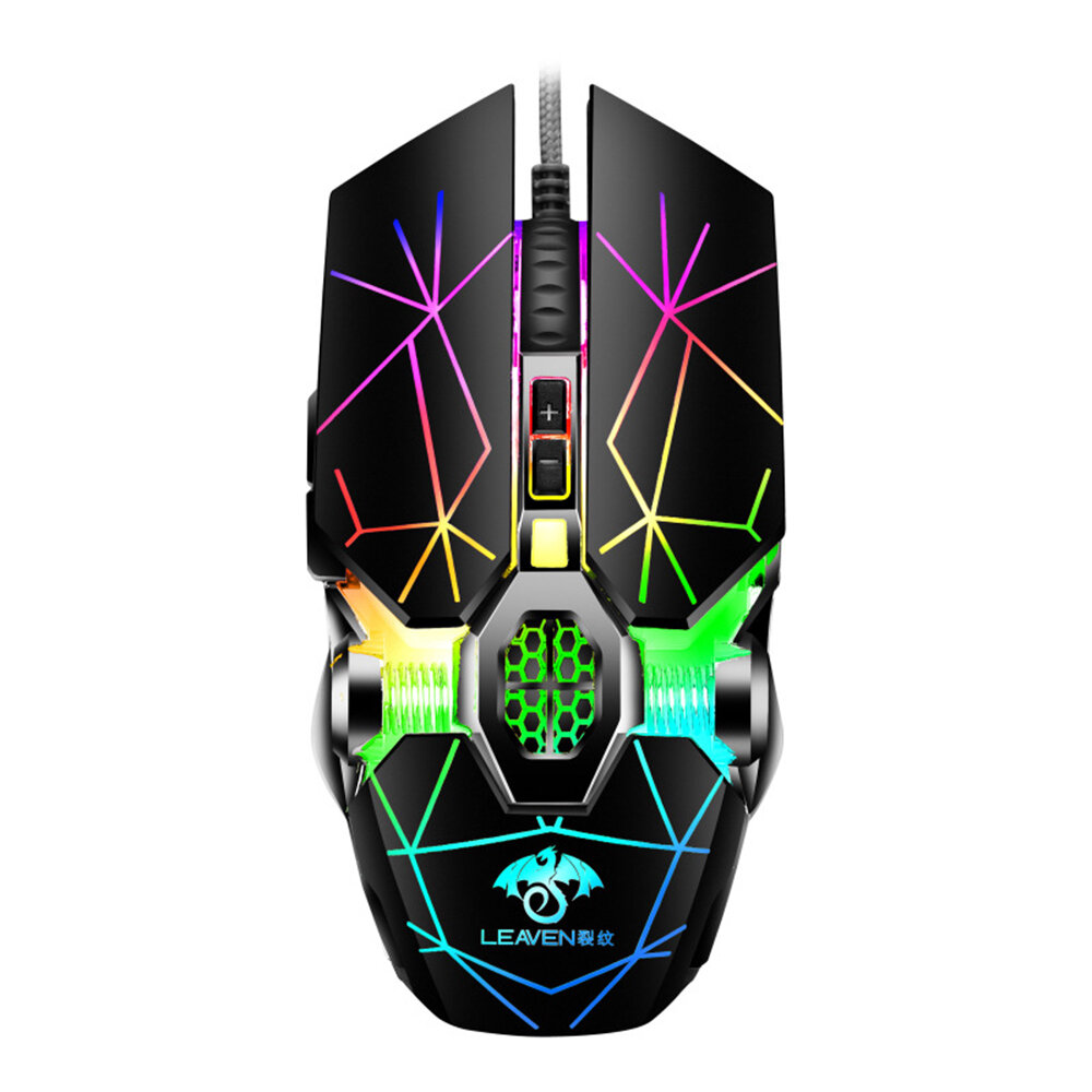 LEAVEN S30 Gaming Mouse 7 Programming Buttons Adjustable 800-3200DPI Breathing Light USB Wired Optic