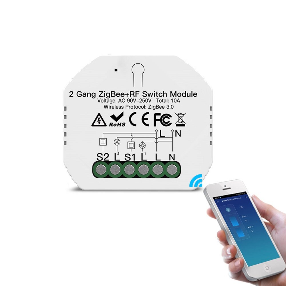 MoesHouse Tuya Smart ZB 3.0 2-way Switch Module App Remote Control Works with Alexa Google Home