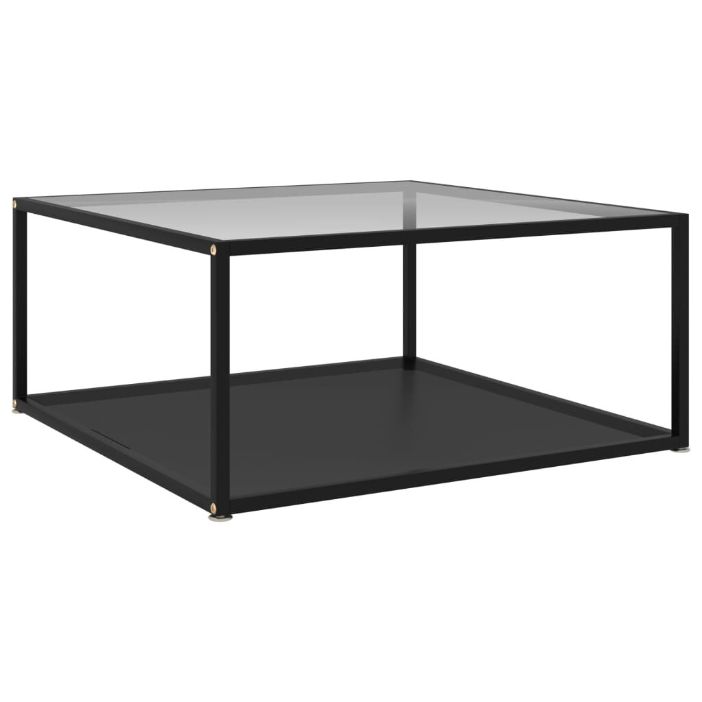 

Tea Table Transparent and Black 31.5"x31.5"x13.8" Tempered Glass