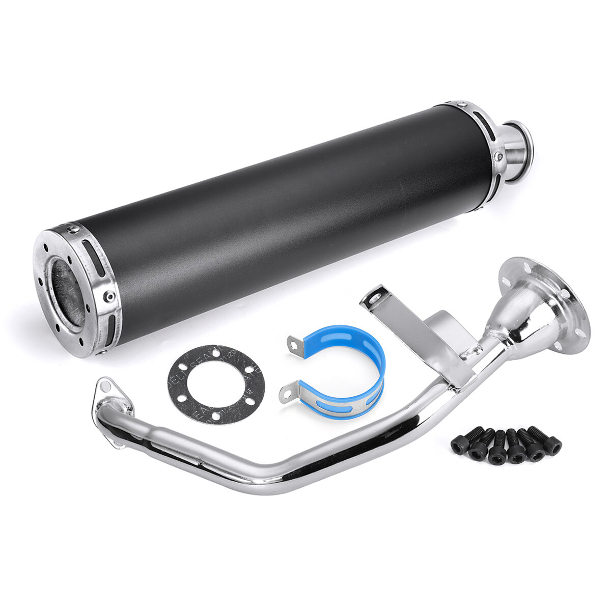 Motorcycle performance exhaust muffler pipe scooter for gy6 150cc 125cc aluminum blcak