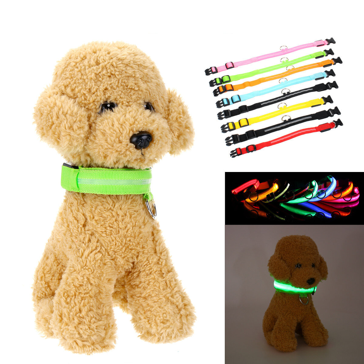 LED Adjustable Pet Collar USB Rechargeable Luminous Dog Collar Necklace Dog Supplies Outdoor Hunting