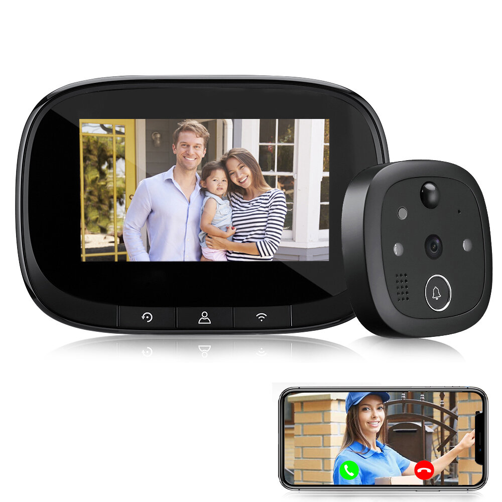 

W2 Tuya Smart WiFi Door Viewer Wireless Video Doorbell with Remote Intercom APP Control Night Vision Smart Home Video Ca