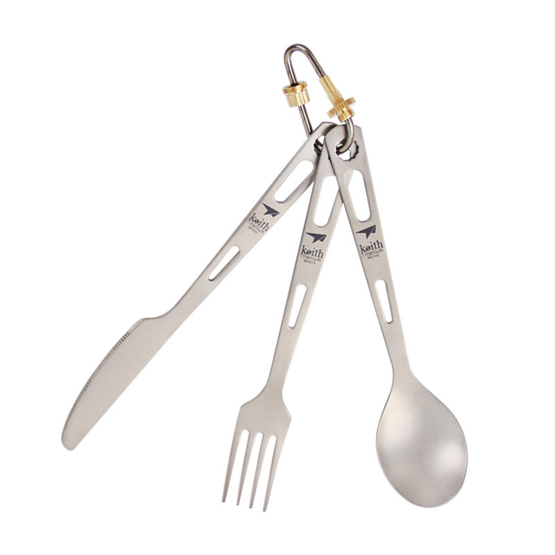 Keith Ti5310 Titanium 53g 3Pcs Tableware Cutlery Cutter Fork Spoon Set Ultralight Camping Picnic 