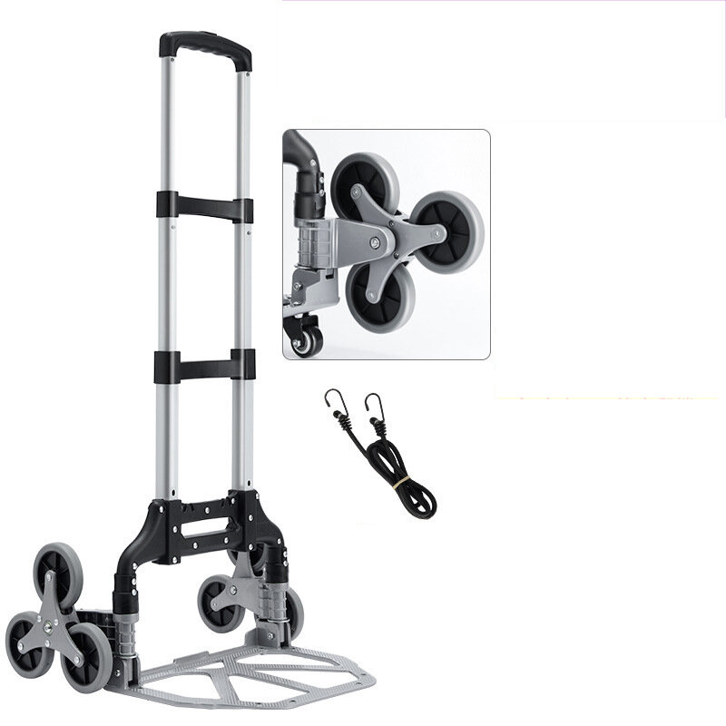 Wózek schodowy składany wózek bagażowy wózek ręczny do wspinaczki wózek na zakupy mały przyczepka z elastycznym sznurem kemping podróże maksymalne obciążenie 75KG.