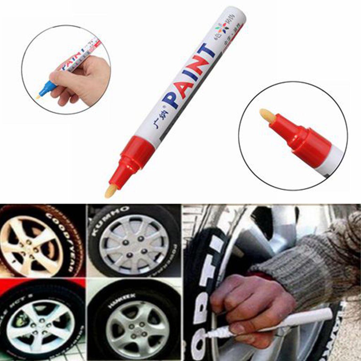 2Pcs Red Color Tyre Permanent Paint Pen Tire Metal Outdoor Marking Ink Marker Trendy