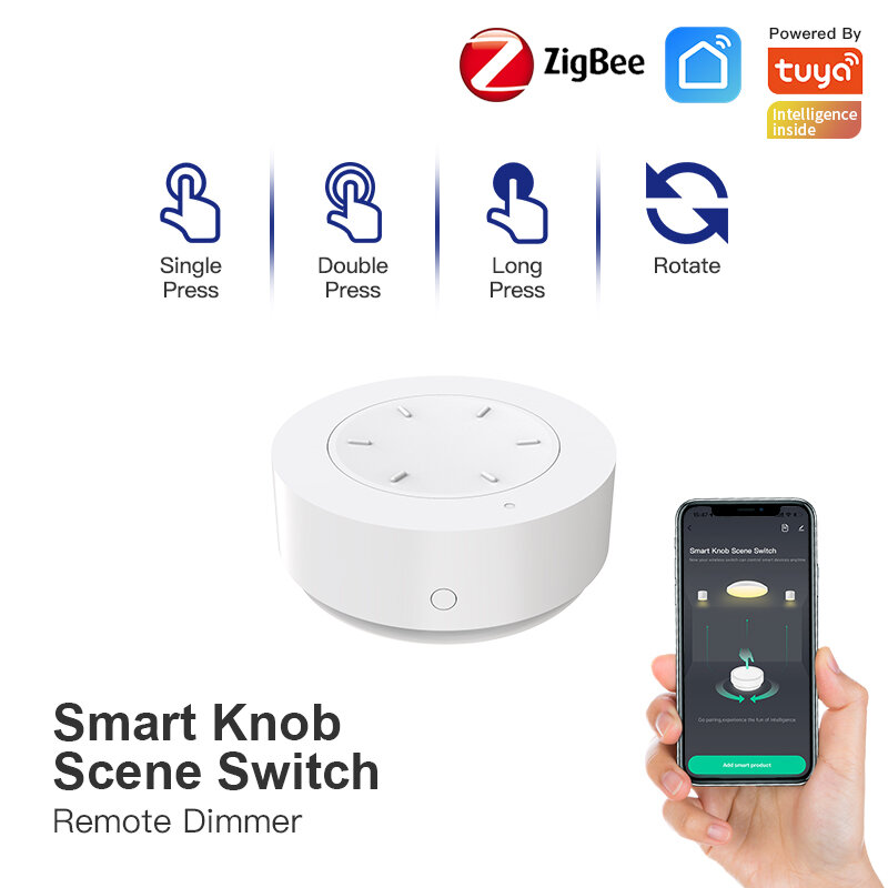 

Tuya Zigbe Smart Knob Wireless Scene Switch Button Control Dimmer Battery Powered Automatic Scene Smart Life APP