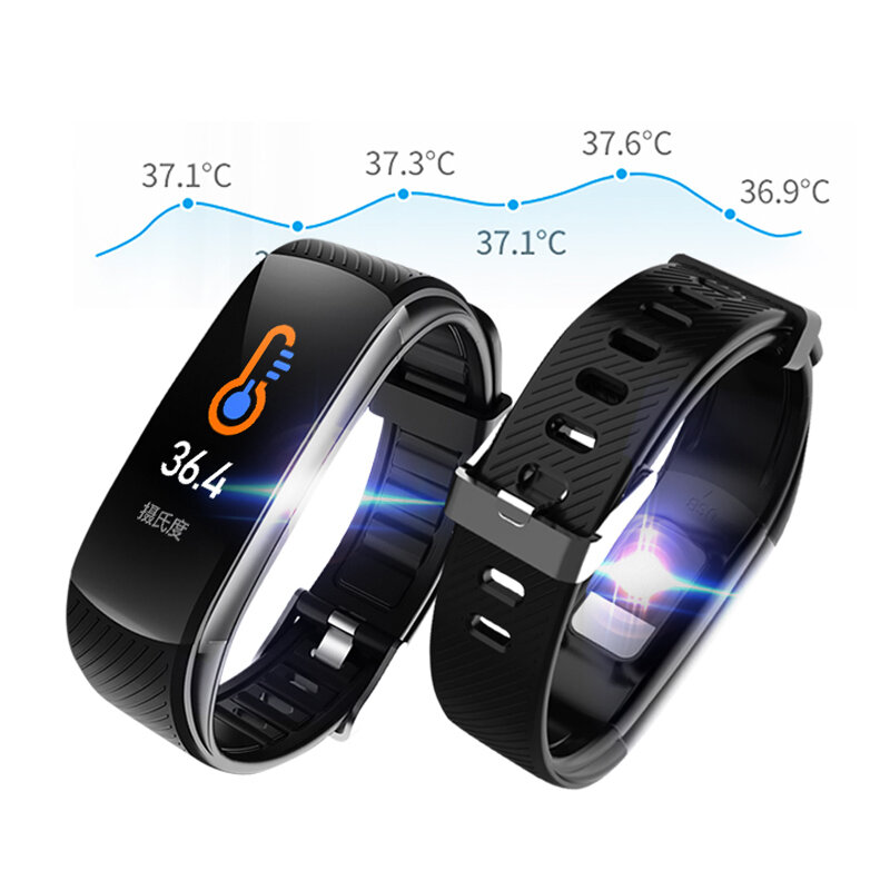 

Bakeey C6T Body Temperature Heart Rate Blood Oxygen Monitor Brightness Control Weather Display Fitness Tracker Smart Wat